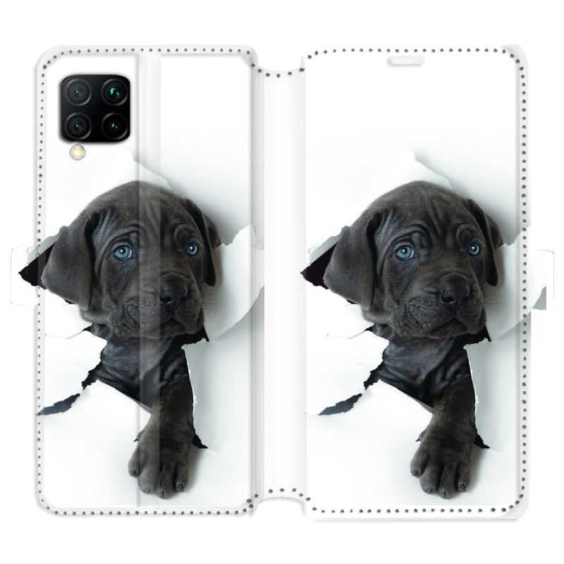 Housse cuir portefeuille pour Huawei P40 Lite Chien noir