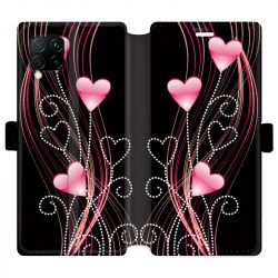 Housse cuir portefeuille pour Huawei P40 Lite Coeur rose Montant