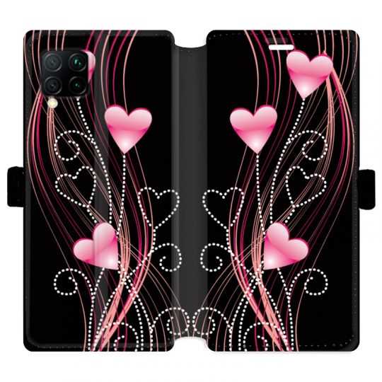 Housse cuir portefeuille pour Huawei P40 Lite Coeur rose Montant