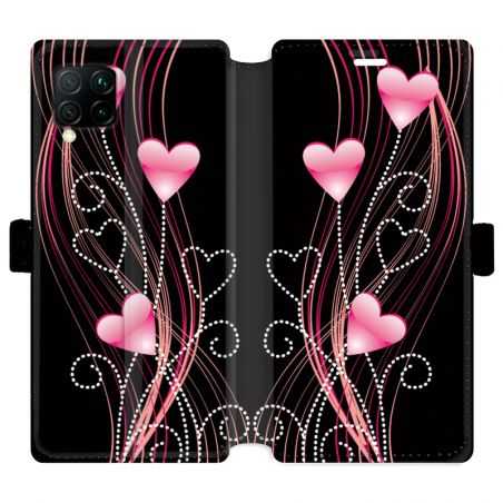 Housse cuir portefeuille pour Huawei P40 Lite Coeur rose Montant