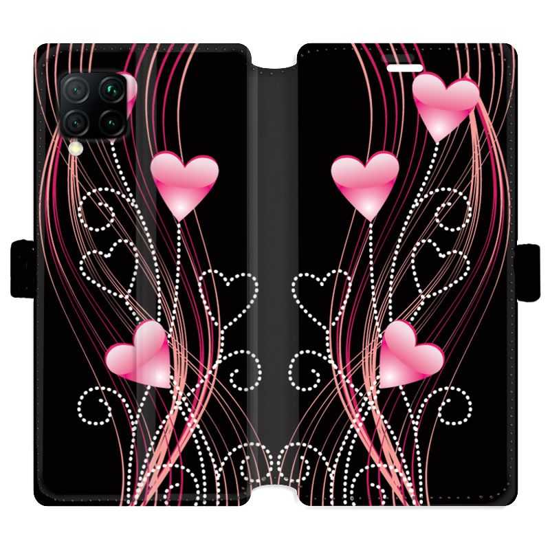 Housse cuir portefeuille pour Huawei P40 Lite Coeur rose Montant