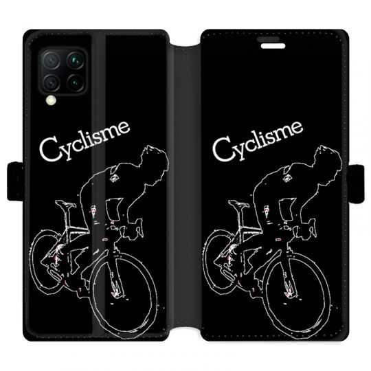 Housse cuir portefeuille pour Huawei P40 Lite Cyclisme Ombre blanche