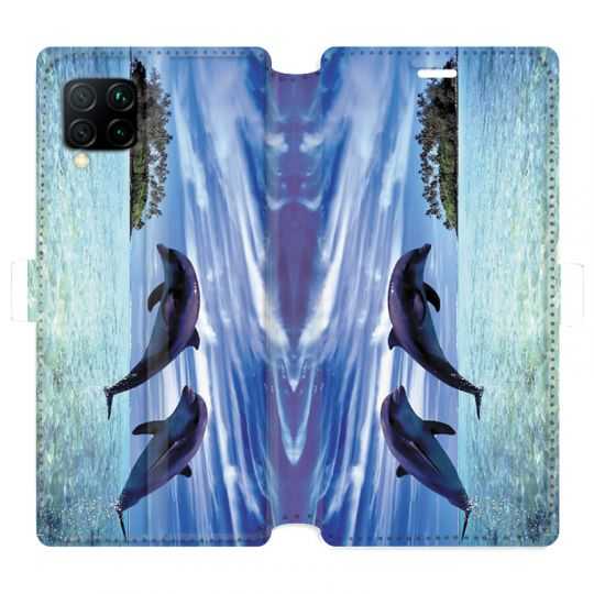 Housse cuir portefeuille pour Huawei P40 Lite Dauphin ile
