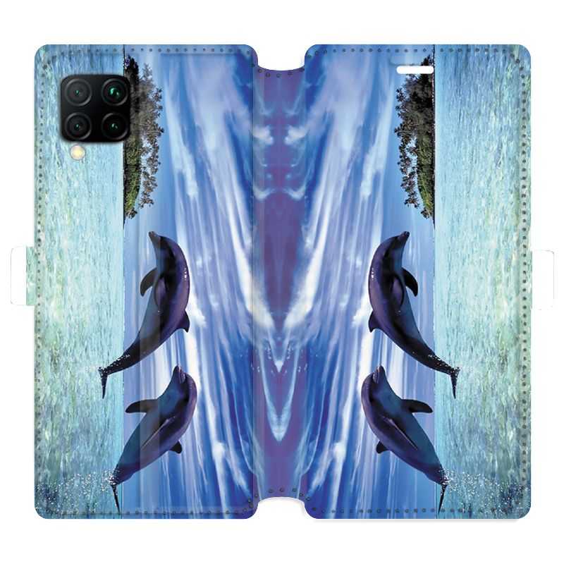 Housse cuir portefeuille pour Huawei P40 Lite Dauphin ile