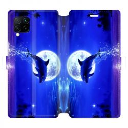 Housse cuir portefeuille pour Huawei P40 Lite Dauphin lune