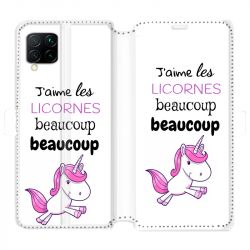 Housse cuir portefeuille pour Huawei P40 Lite Decale licornes