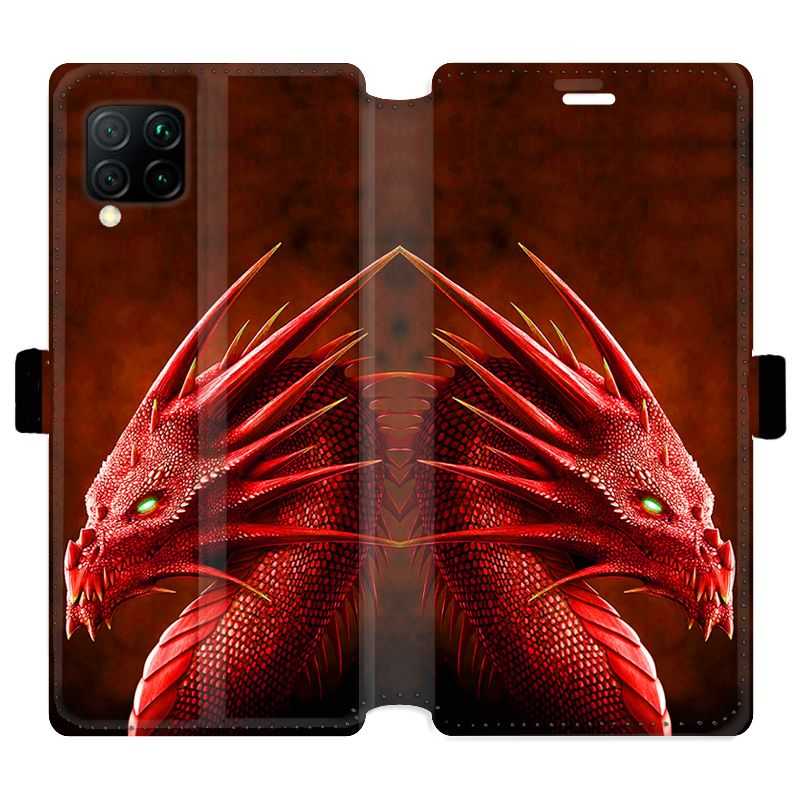 Housse cuir portefeuille pour Huawei P40 Lite Dragon Rouge