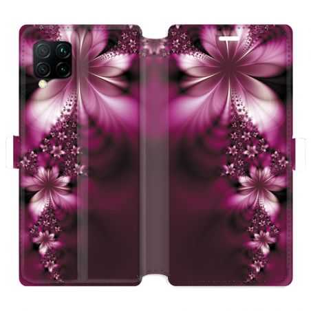 Housse cuir portefeuille pour Huawei P40 Lite fleur violette montante