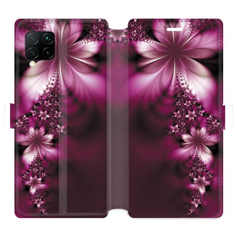 Housse cuir portefeuille pour Huawei P40 Lite fleur violette montante