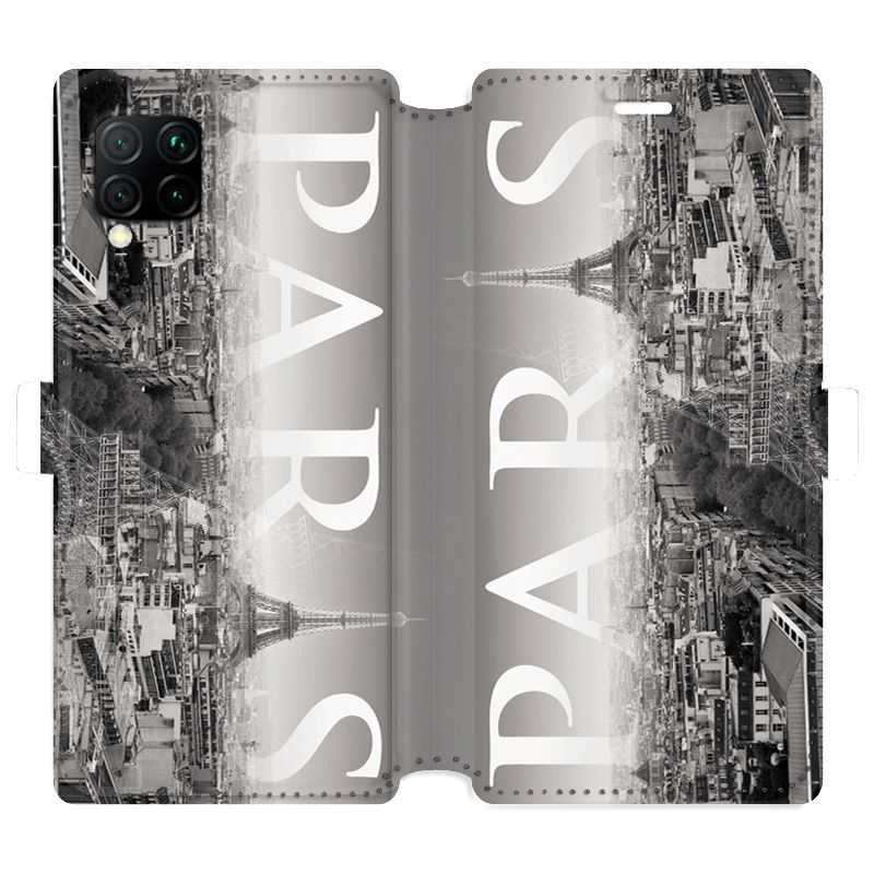 Housse cuir portefeuille pour Huawei P40 Lite France Paris Vintage