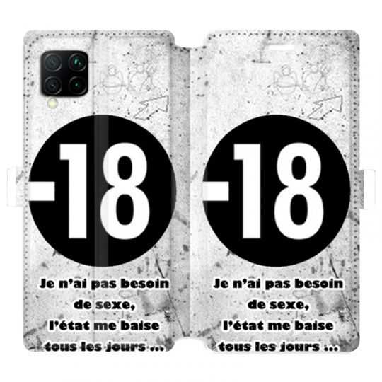 Housse cuir portefeuille pour Huawei P40 Lite Humour 18 ans