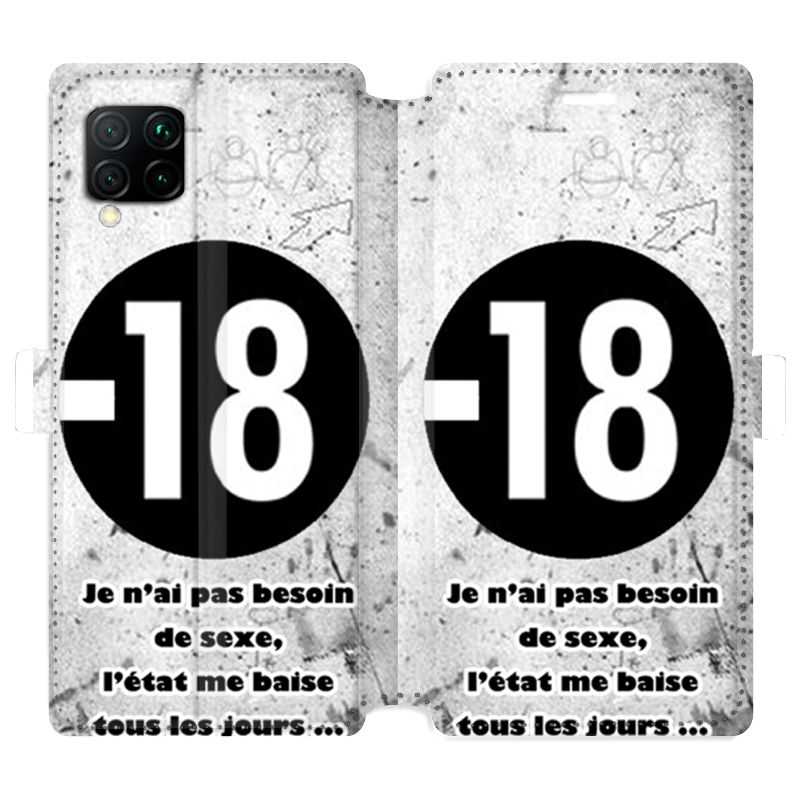Housse cuir portefeuille pour Huawei P40 Lite Humour 18 ans