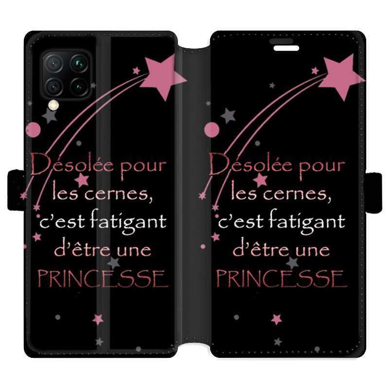 Housse cuir portefeuille pour Huawei P40 Lite Humour princesse