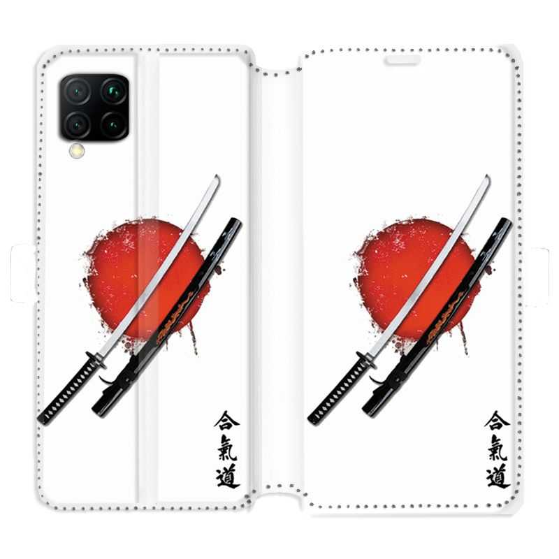 Housse cuir portefeuille pour Huawei P40 Lite Japon épée