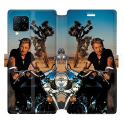 Housse cuir portefeuille pour Huawei P40 Lite Johnny Hallyday Moto