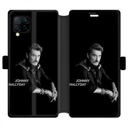 Housse cuir portefeuille pour Huawei P40 Lite Johnny Hallyday Noir