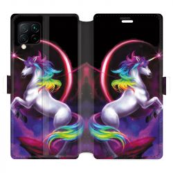 Housse cuir portefeuille pour Huawei P40 Lite Licorne Arc en ciel