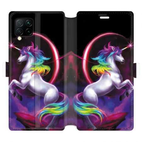 Housse cuir portefeuille pour Huawei P40 Lite Licorne Arc en ciel