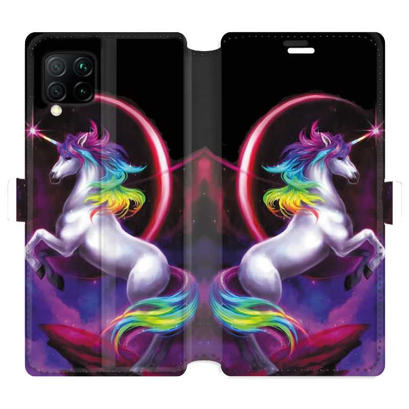 Housse cuir portefeuille pour Huawei P40 Lite Licorne Arc en ciel