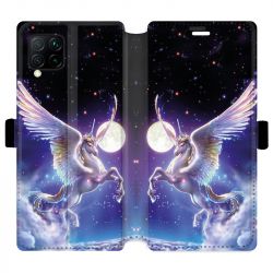 Housse cuir portefeuille pour Huawei P40 Lite Licorne Céleste
