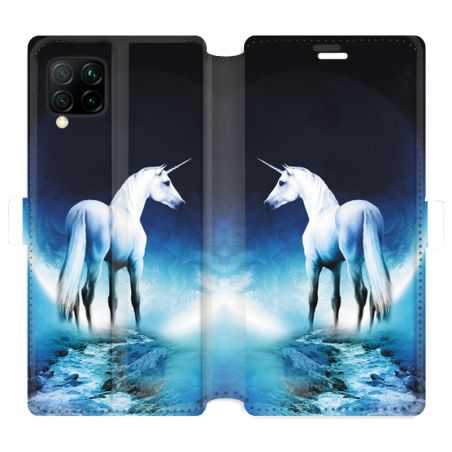 Housse cuir portefeuille pour Huawei P40 Lite Licorne Lune