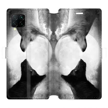 Housse cuir portefeuille pour Huawei P40 Lite Loup Duo