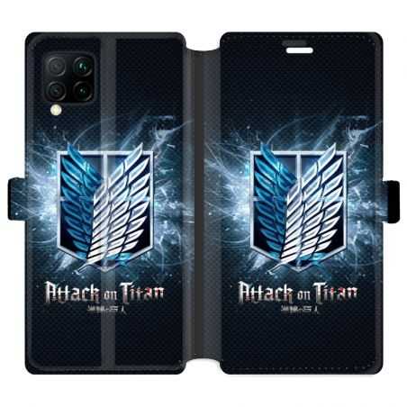 Housse cuir portefeuille pour Huawei P40 Lite Manga Attaque titans noir