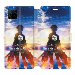 Housse cuir portefeuille pour Huawei P40 Lite Manga Attaque titans Soleil
