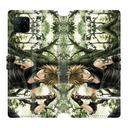 Housse cuir portefeuille pour Huawei P40 Lite Manga bois