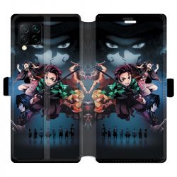 Housse cuir portefeuille pour Huawei P40 Lite Manga demon Slayer Noir