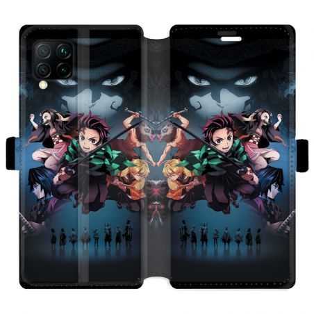 Housse cuir portefeuille pour Huawei P40 Lite Manga demon Slayer Noir