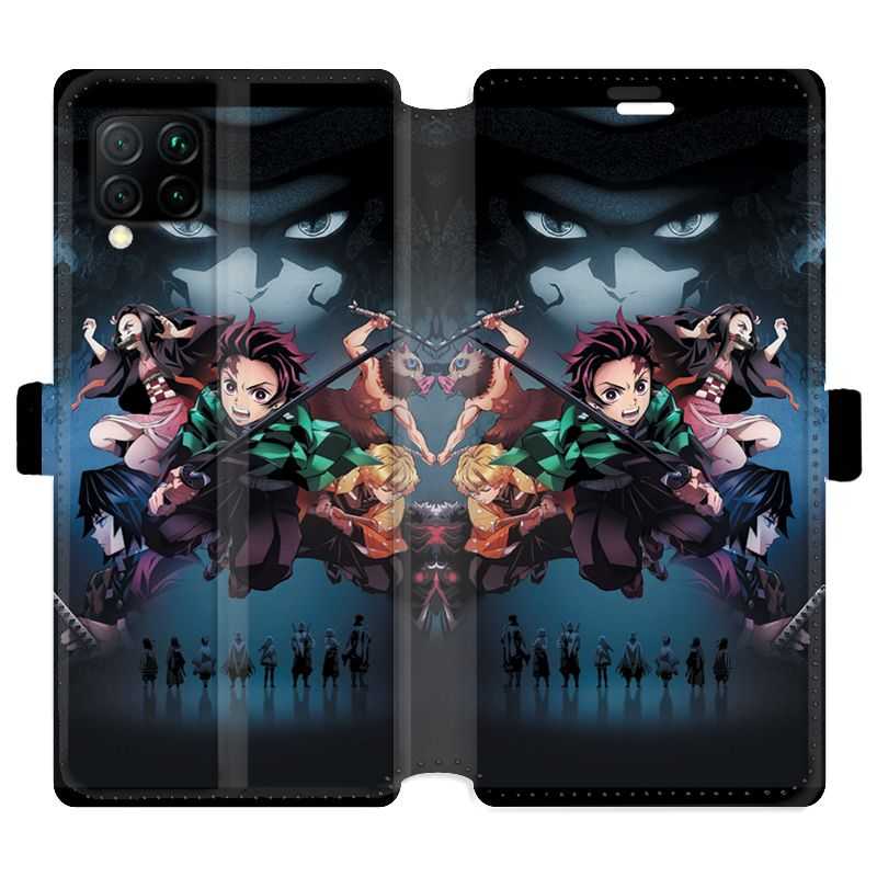 Housse cuir portefeuille pour Huawei P40 Lite Manga demon Slayer Noir