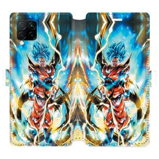 Housse cuir portefeuille pour Huawei P40 Lite Manga Dragon Ball Sangoku Blanc