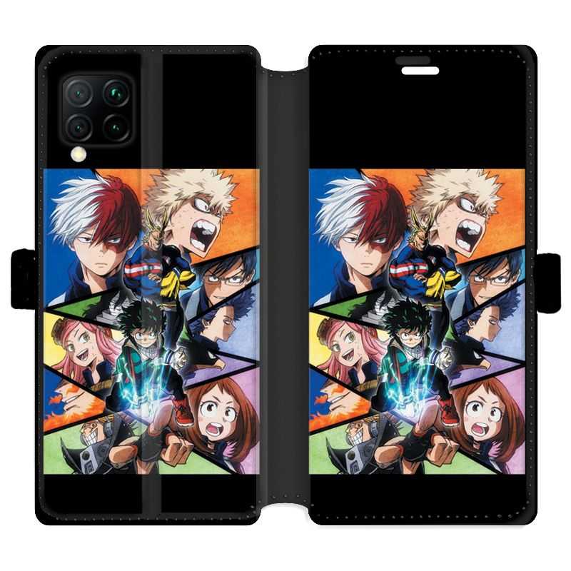 Housse cuir portefeuille pour Huawei P40 Lite Manga My hero academia noir