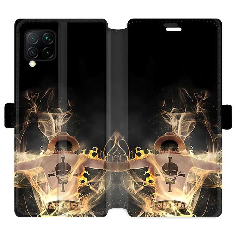 Housse cuir portefeuille pour Huawei P40 Lite Manga One Piece Ace noir