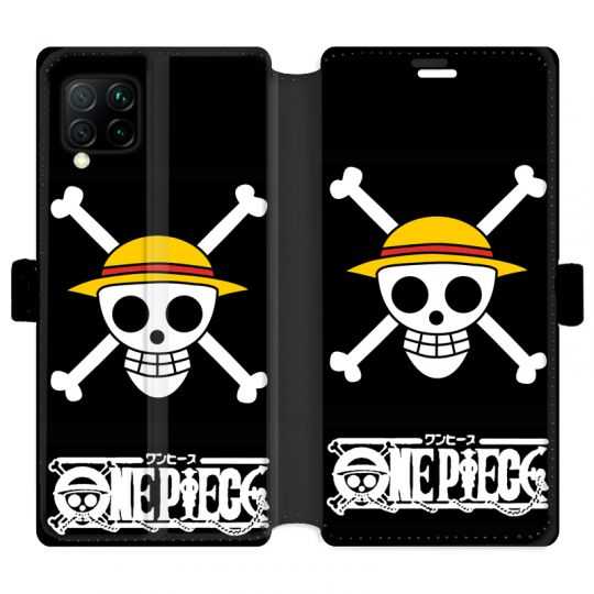 Housse cuir portefeuille pour Huawei P40 Lite Manga One Piece tete de mort