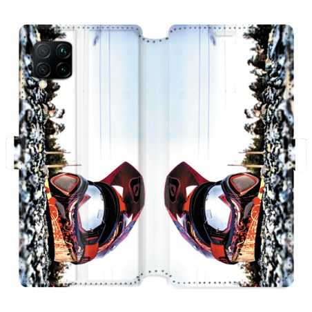 Housse cuir portefeuille pour Huawei P40 Lite Moto Casque Cross