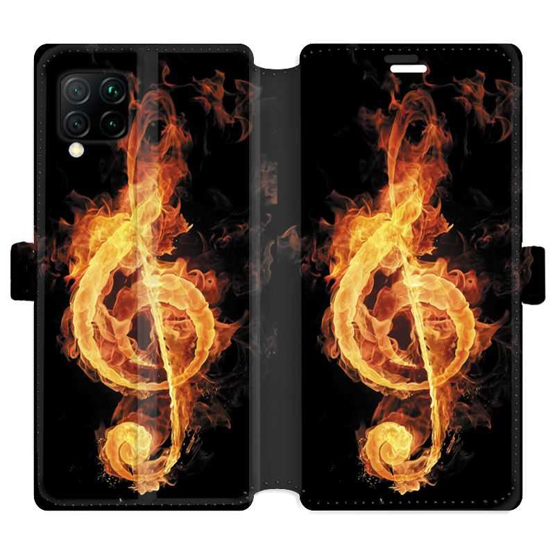 Housse cuir portefeuille pour Huawei P40 Lite Musique clé sol feu N