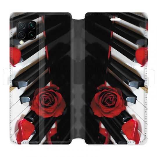 Housse cuir portefeuille pour Huawei P40 Lite Musique Rose Piano