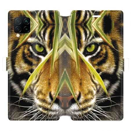 Housse cuir portefeuille pour Huawei P40 Lite Oeil tigre
