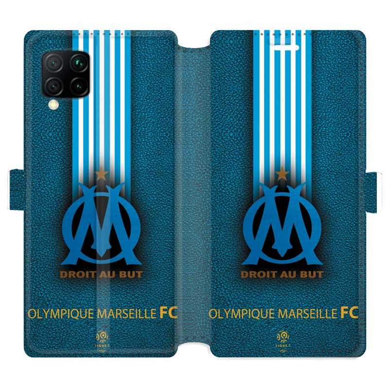 Housse cuir portefeuille pour Huawei P40 Lite Olympique Marseille OM Bande