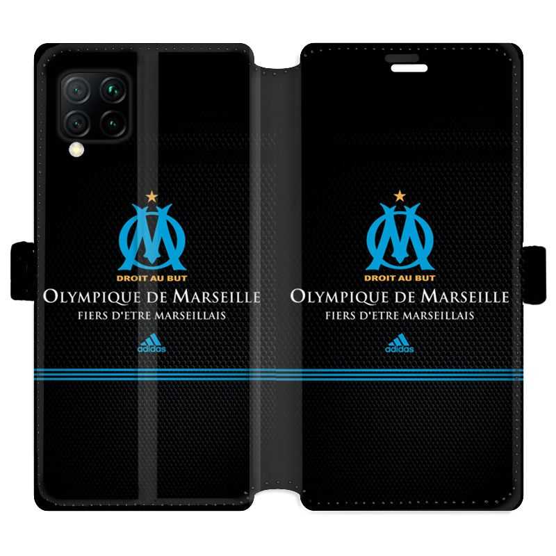 Housse cuir portefeuille pour Huawei P40 Lite Olympique Marseille OM Fier etre Marseillais