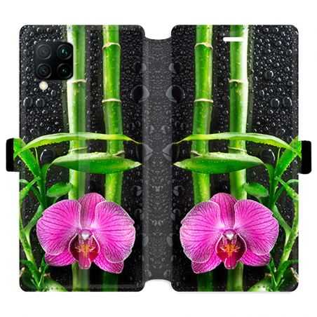 Housse cuir portefeuille pour Huawei P40 Lite orchidee bambou