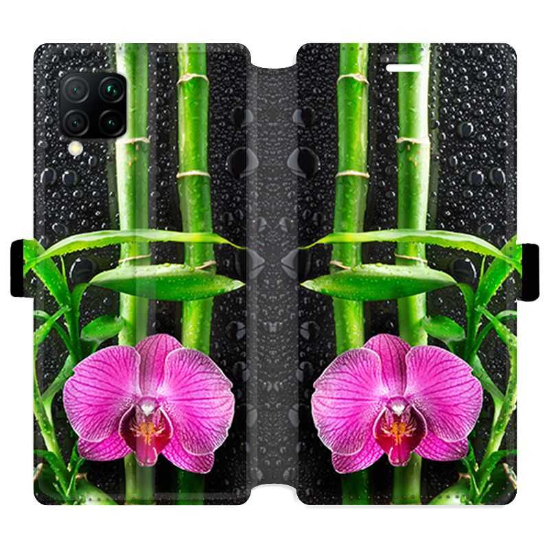 Housse cuir portefeuille pour Huawei P40 Lite orchidee bambou