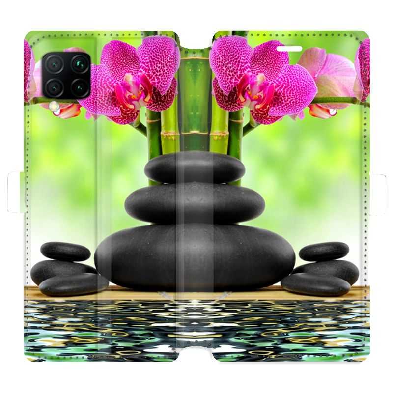 Housse cuir portefeuille pour Huawei P40 Lite orchidee eau