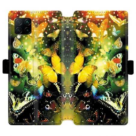 Housse cuir portefeuille pour Huawei P40 Lite papillons papillon jaune
