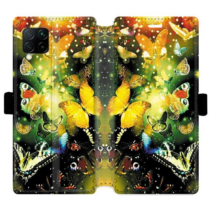 Housse cuir portefeuille pour Huawei P40 Lite papillons papillon jaune