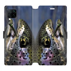 Housse cuir portefeuille pour Huawei P40 Lite peche truite