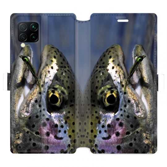 Housse cuir portefeuille pour Huawei P40 Lite peche truite
