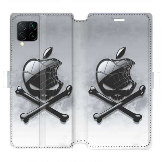 Housse cuir portefeuille pour Huawei P40 Lite Pomme Tete mort